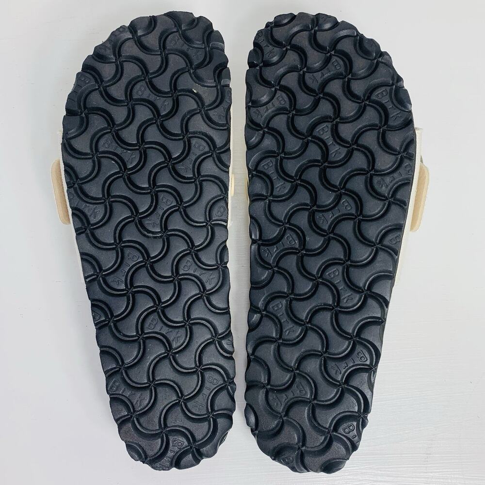 Birkenstock Madrid Big Buckle Rivet Logo 38 Narrow Canvas Eggshell Sandal NWOB - Picture 8 of 8